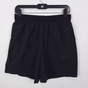 NOBULL Training Shorts Mens Size Medium Black Zipper Pockets Laser Cut Mesh Trim